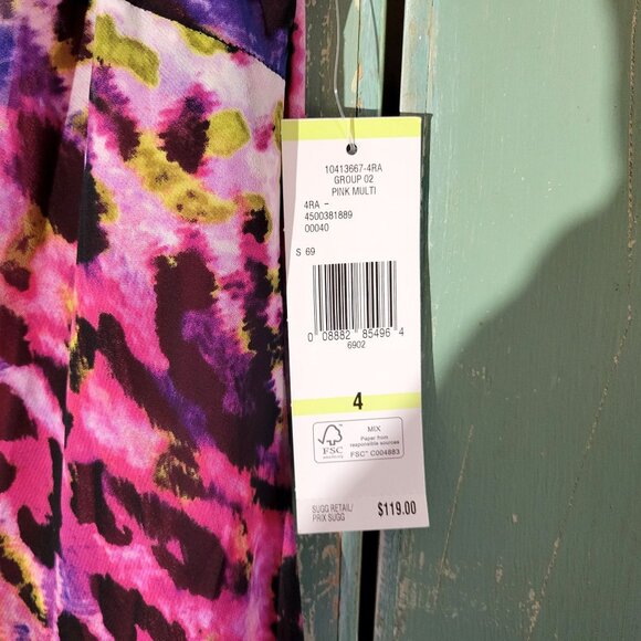 Jones New York Pink Multi Sleeveless A-Line Midi Dress Size 4 - Picture 4 of 5